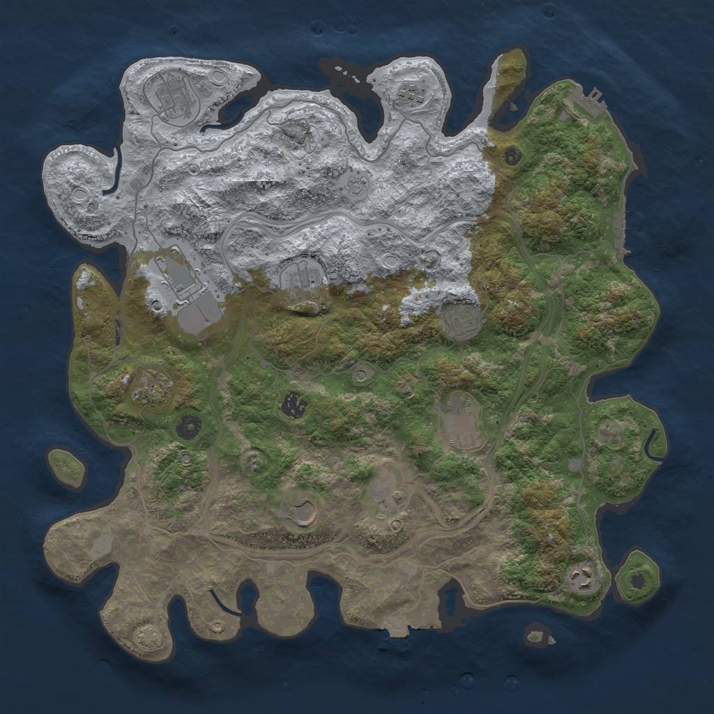 Rust Map: Procedural Map, Size: 4250, Seed: 1492547771, 19 Monuments