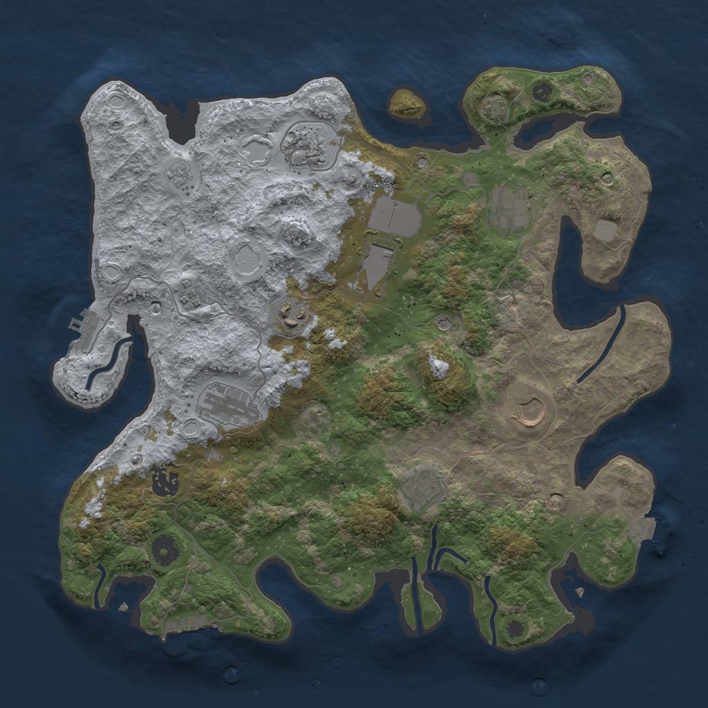 Rust Map: Procedural Map, Size: 3700, Seed: 17393395, 17 Monuments