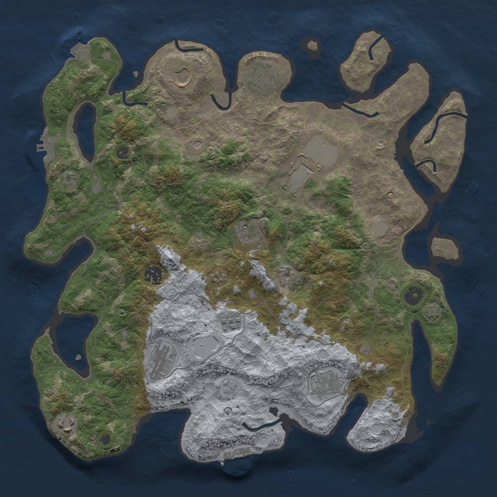 Rust Map: Procedural Map, Size: 4000, Seed: 1246658463, 17 Monuments