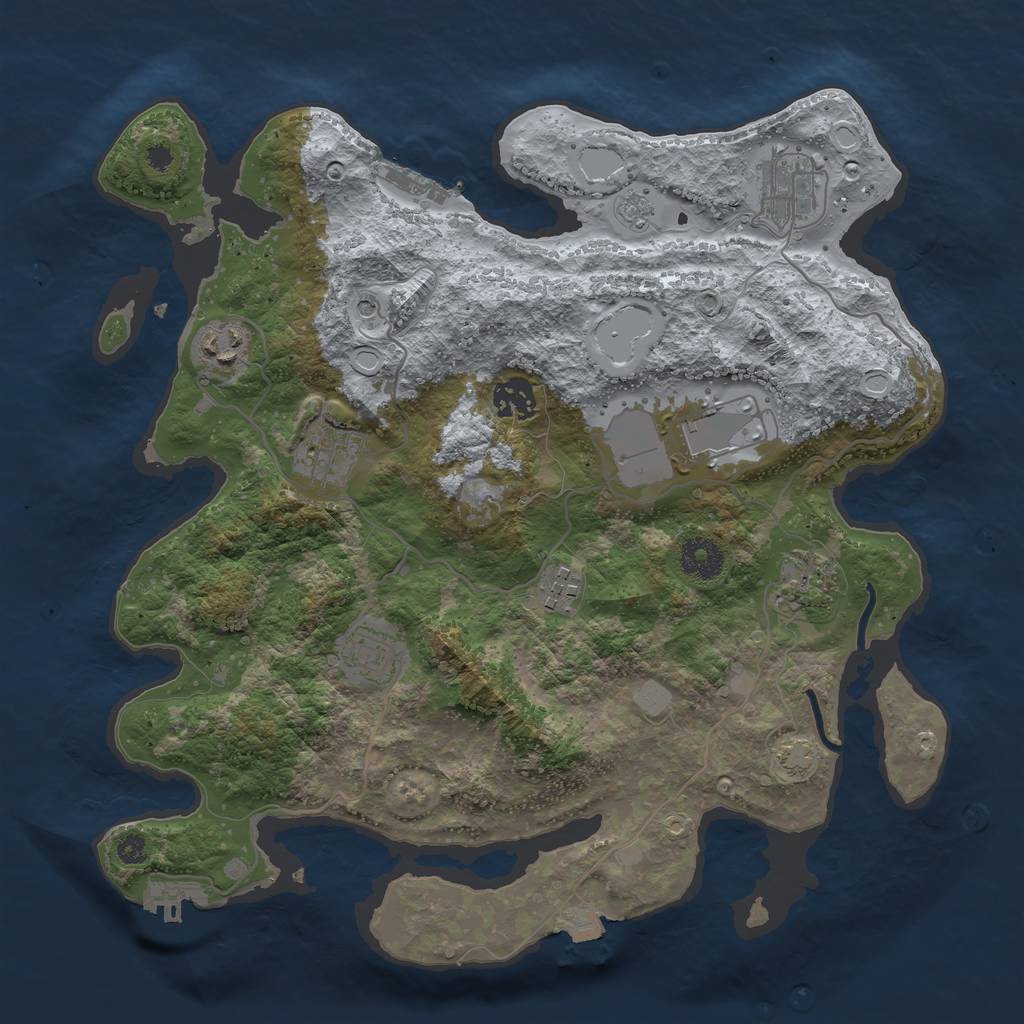 Rust Map: Procedural Map, Size: 3500, Seed: 31786868, 16 Monuments