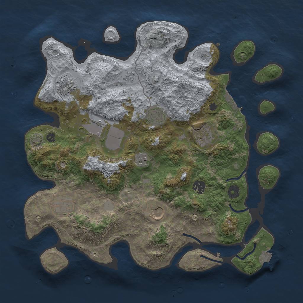 Rust Map: Procedural Map, Size: 3500, Seed: 37340227, 15 Monuments