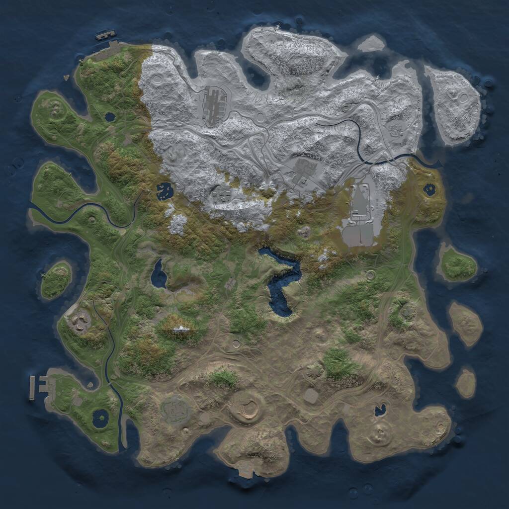 Rust Map: Procedural Map, Size: 4250, Seed: 636580801, 14 Monuments