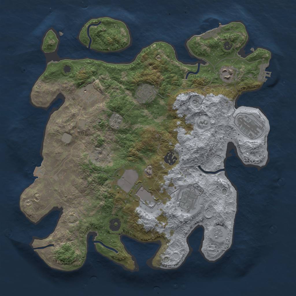 Rust Map: Procedural Map, Size: 3500, Seed: 60135010, 16 Monuments