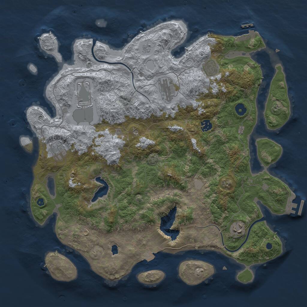 Rust Map: Procedural Map, Size: 4000, Seed: 7393, 12 Monuments