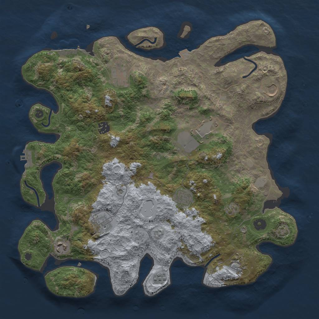 Rust Map: Procedural Map, Size: 3900, Seed: 91375, 17 Monuments