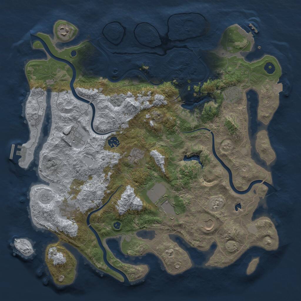 Rust Map: Procedural Map, Size: 4100, Seed: 25407841, 15 Monuments