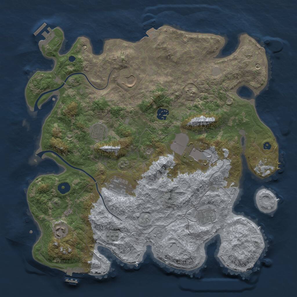 Rust Map: Procedural Map, Size: 3750, Seed: 61114307, 14 Monuments