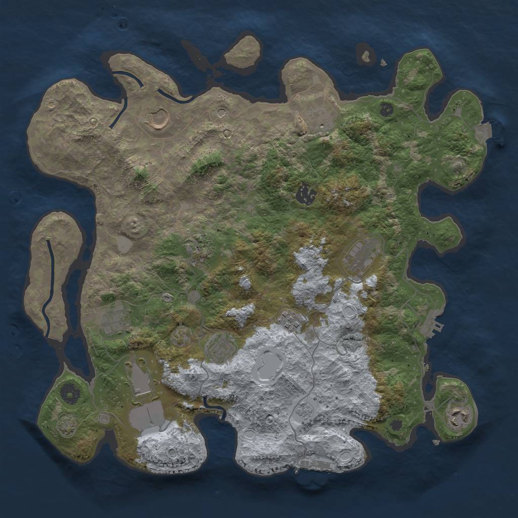 Rust Map: Procedural Map, Size: 3800, Seed: 10252696, 18 Monuments