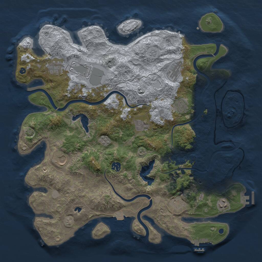 Rust Map: Procedural Map, Size: 4100, Seed: 37858164, 16 Monuments