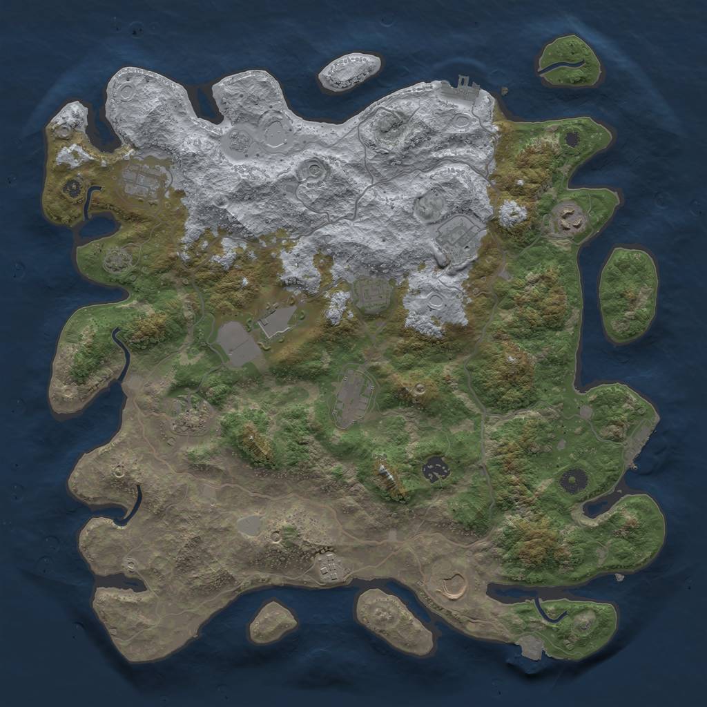 Rust Map: Procedural Map, Size: 4100, Seed: 37858164, 18 Monuments