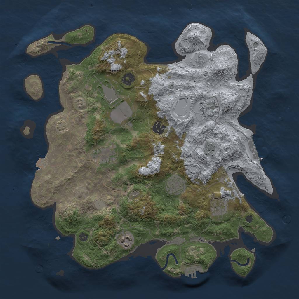 Rust Map: Procedural Map, Size: 3550, Seed: 60145491, 16 Monuments