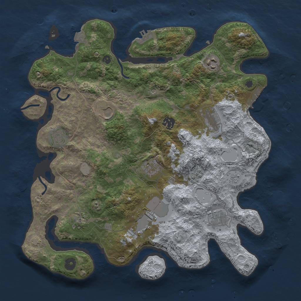 Rust Map: Procedural Map, Size: 3700, Seed: 258946896, 18 Monuments