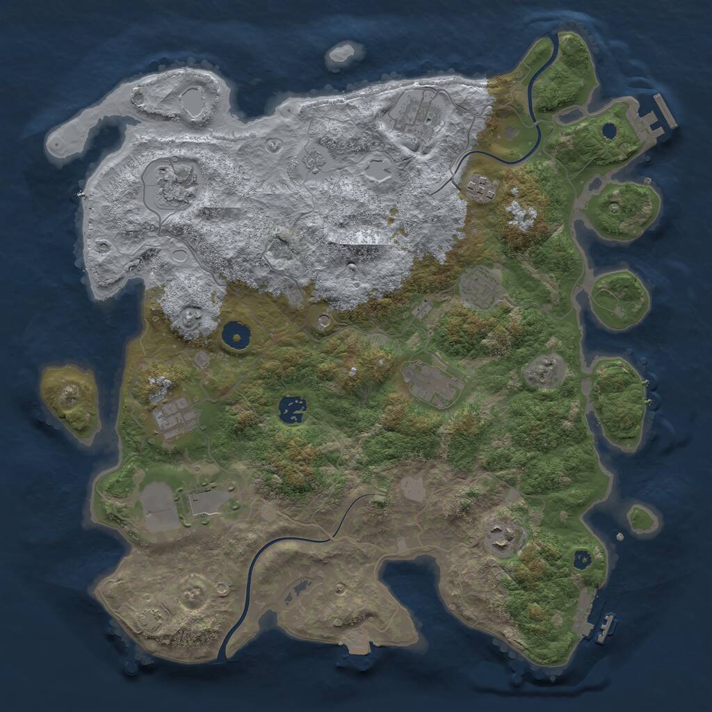 Rust Map: Procedural Map, Size: 3800, Seed: 42328687, 15 Monuments