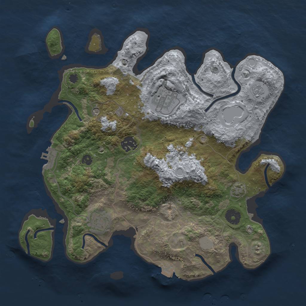 Rust Map: Procedural Map, Size: 3000, Seed: 1487122687, 10 Monuments