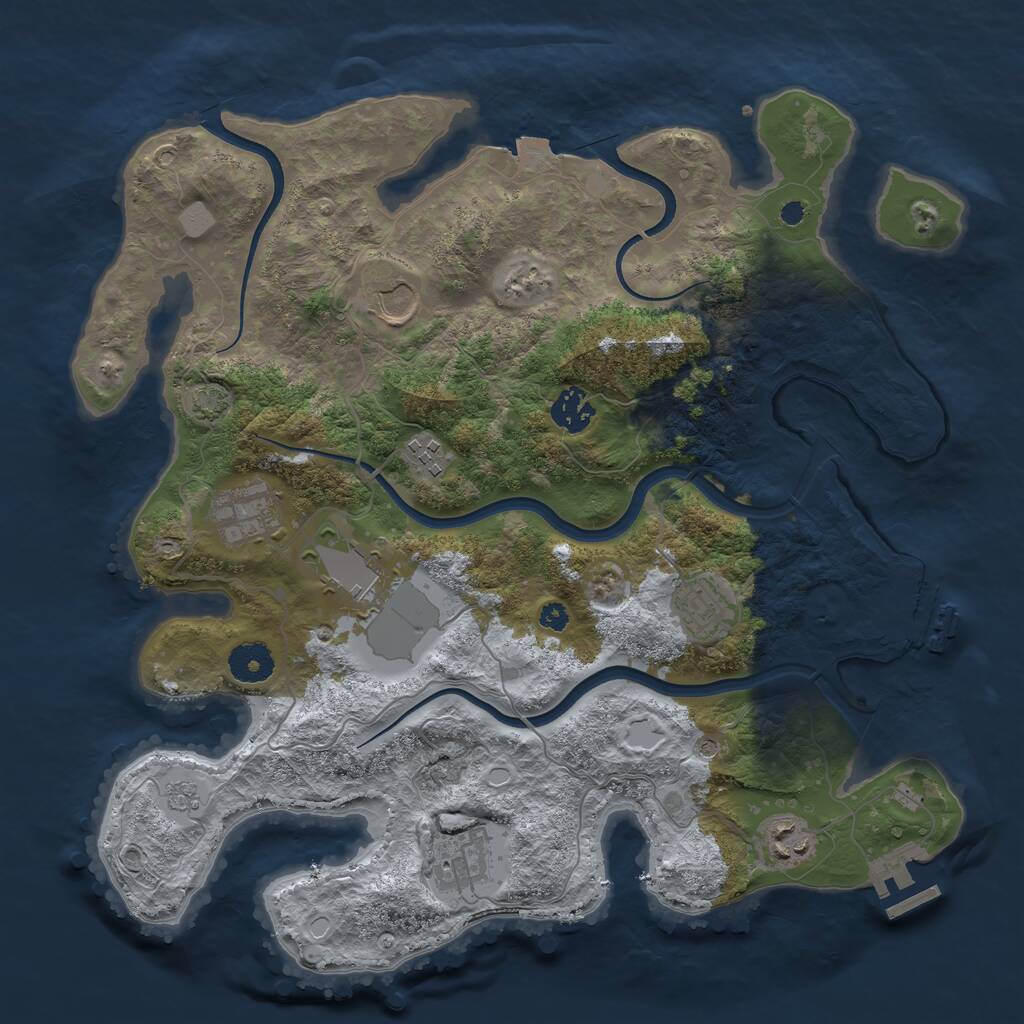 Rust Map: Procedural Map, Size: 3600, Seed: 77920984, 14 Monuments