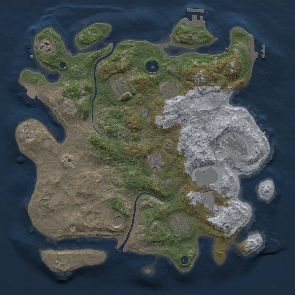 Rust Map: Procedural Map, Size: 3550, Seed: 76503888, 15 Monuments