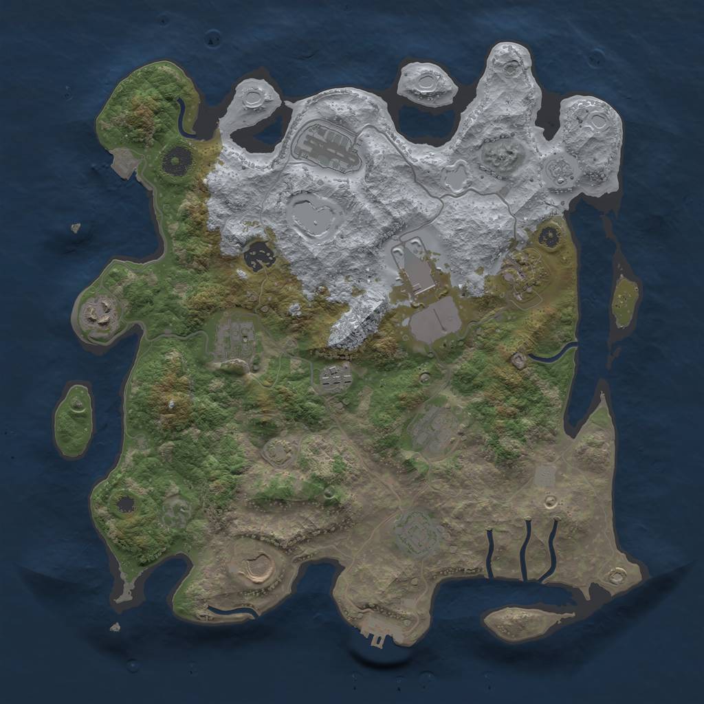 Rust Map: Procedural Map, Size: 3600, Seed: 659831646, 16 Monuments