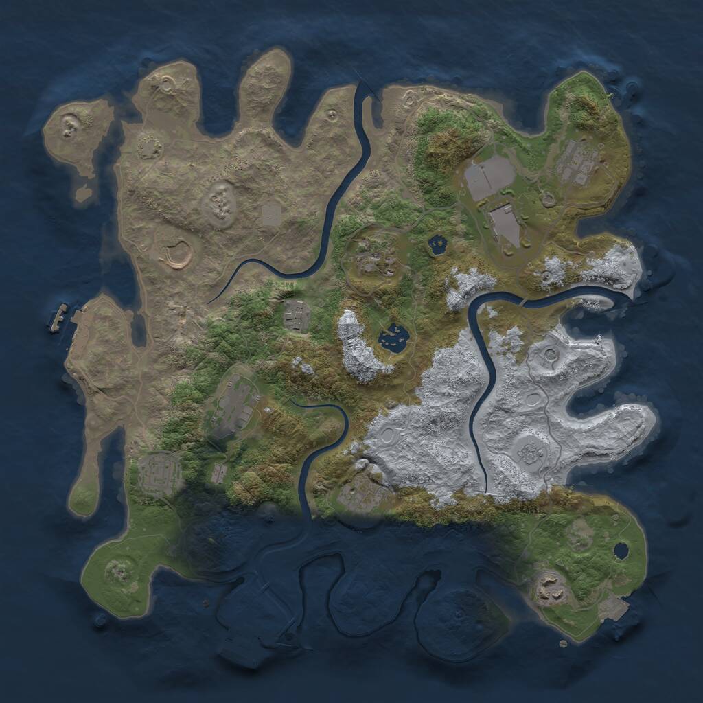 Rust Map: Procedural Map, Size: 3700, Seed: 53888493, 16 Monuments