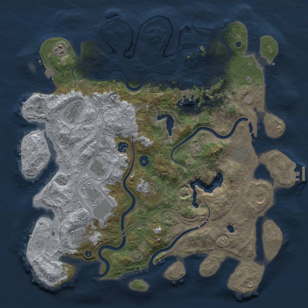 Rust Map: Procedural Map, Size: 4400, Seed: 22123547, 17 Monuments