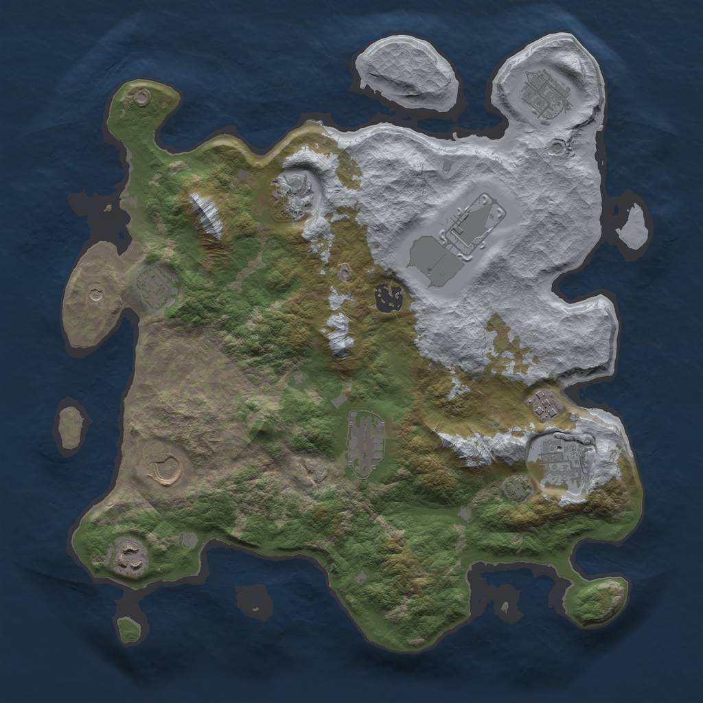 Rust Map: Barren, Size: 3600, Seed: 21391834, 14 Monuments