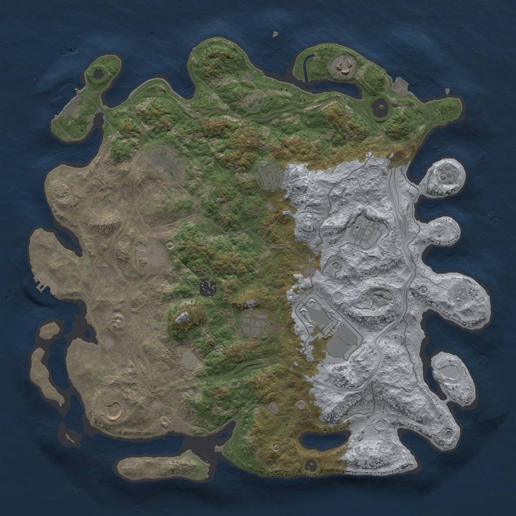 Rust Map: Procedural Map, Size: 4250, Seed: 571247104, 18 Monuments