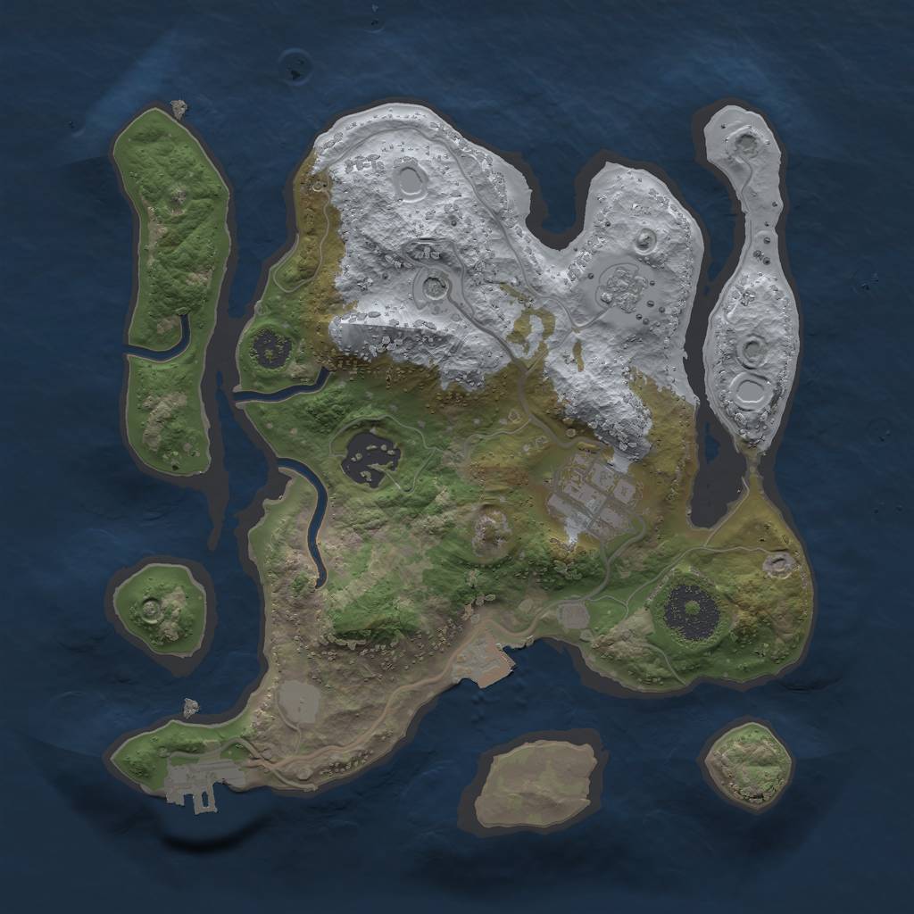 Rust Map: Procedural Map, Size: 2500, Seed: 712345, 8 Monuments
