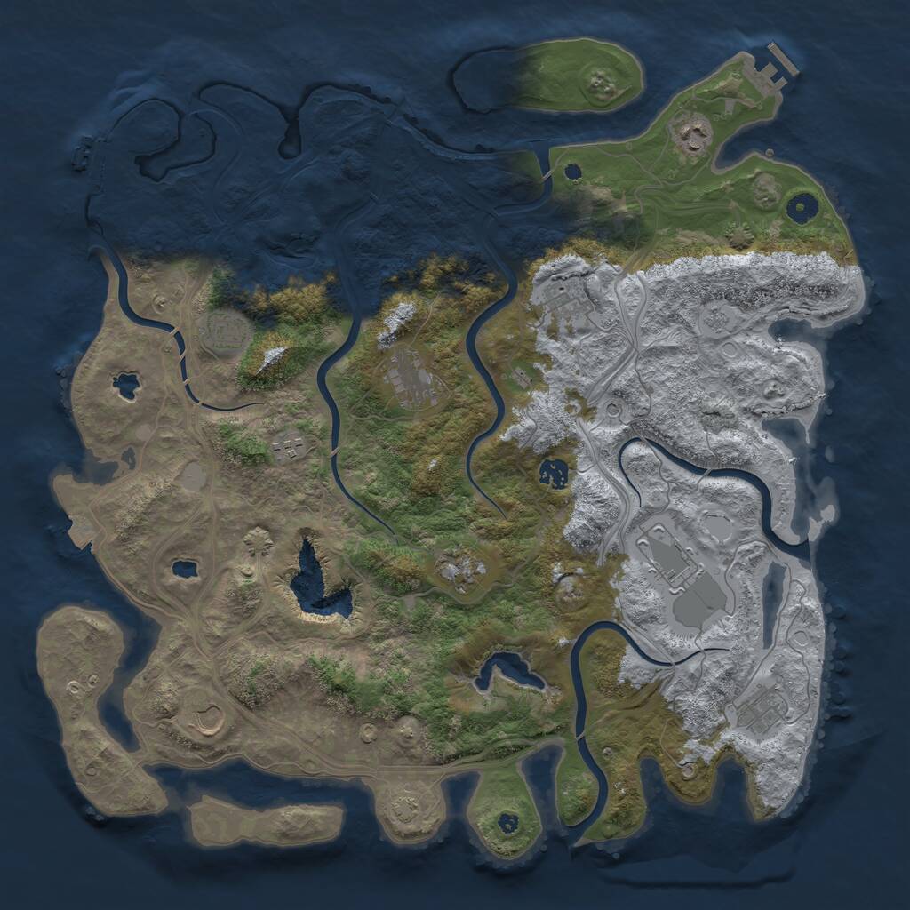 Rust Map: Procedural Map, Size: 4500, Seed: 245959, 16 Monuments