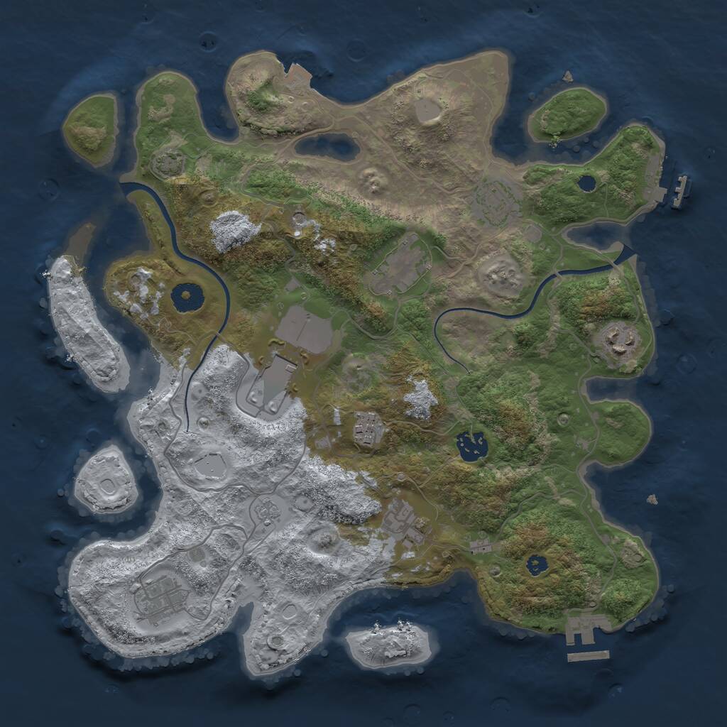 Rust Map: Procedural Map, Size: 3500, Seed: 30888145, 14 Monuments