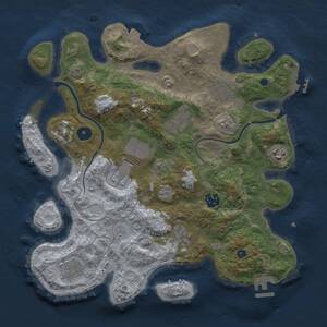 Thumbnail Rust Map: Procedural Map, Size: 3500, Seed: 30888145, 14 Monuments