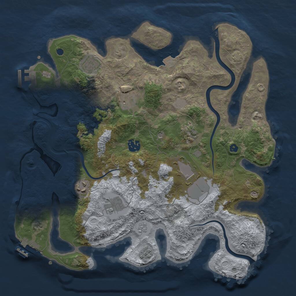 Rust Map: Procedural Map, Size: 3500, Seed: 5667718, 14 Monuments