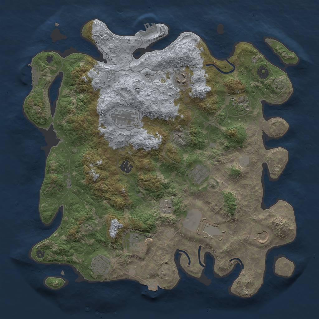 Rust Map: Procedural Map, Size: 3900, Seed: 8647927, 18 Monuments