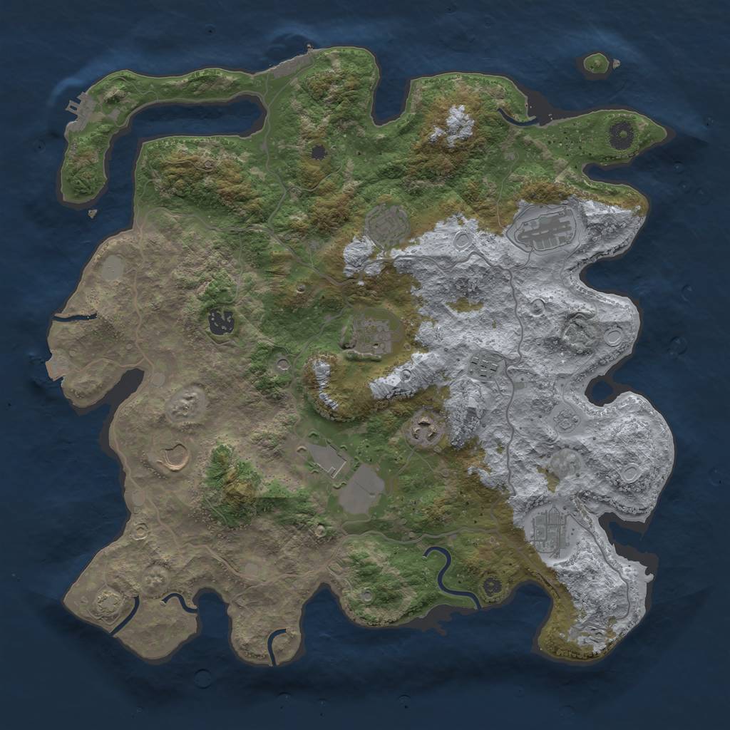 Rust Map: Procedural Map, Size: 4050, Seed: 509342290, 17 Monuments