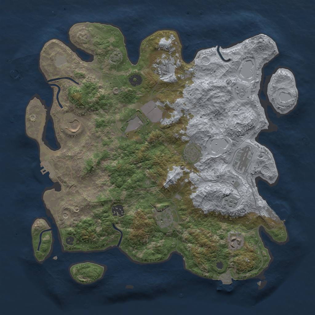 Rust Map: Procedural Map, Size: 3750, Seed: 2045255330, 17 Monuments