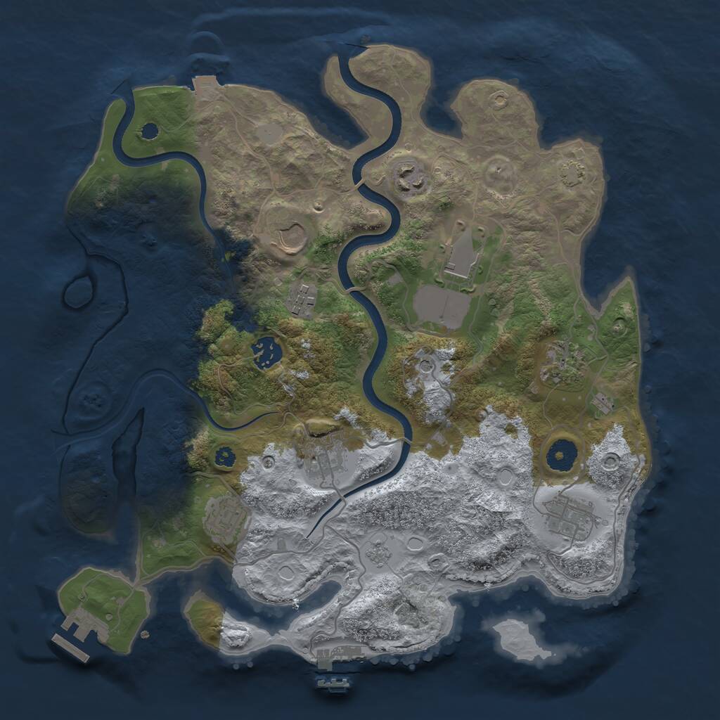 Rust Map: Procedural Map, Size: 3500, Seed: 1390314882, 15 Monuments