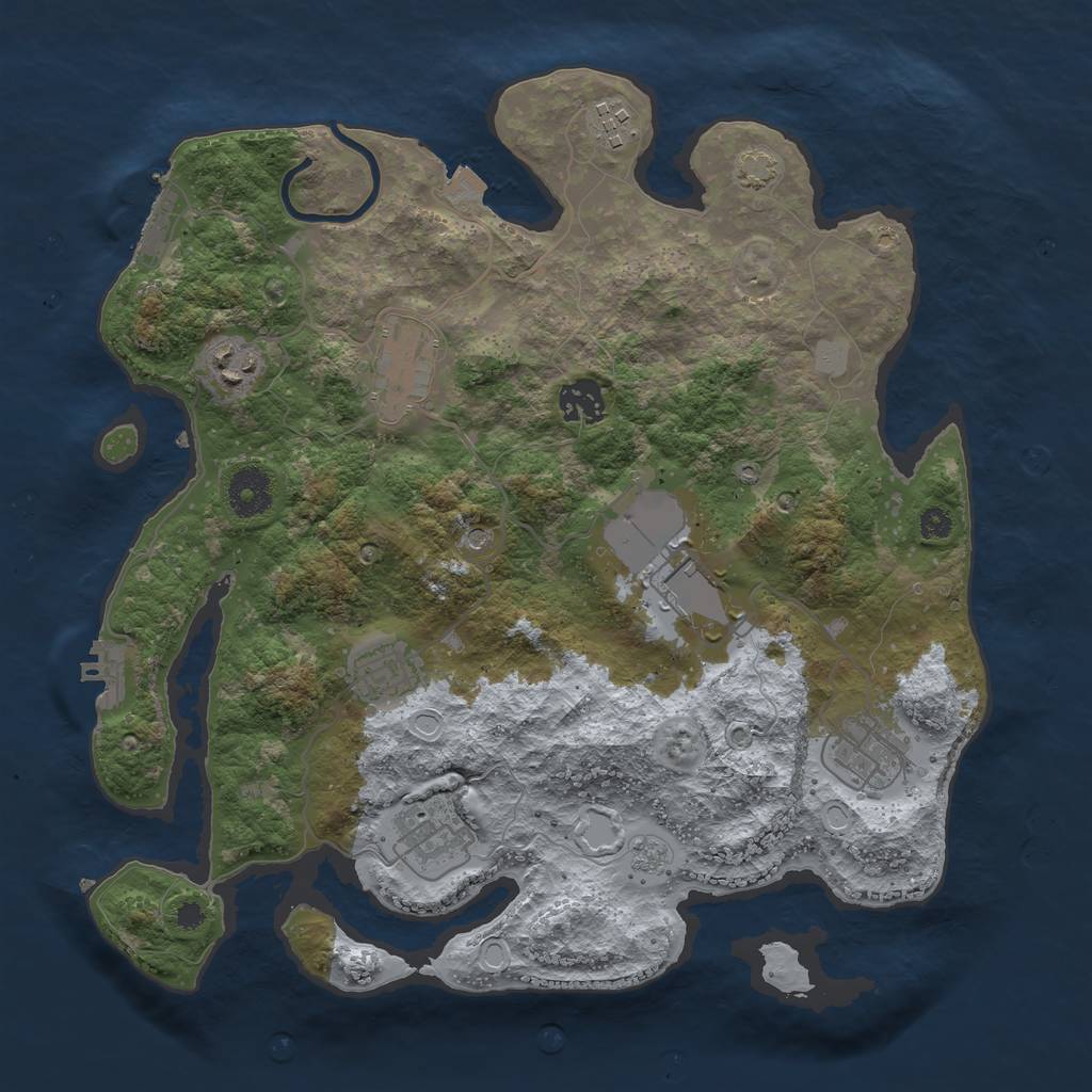 Rust Map: Procedural Map, Size: 3500, Seed: 1390314882, 16 Monuments