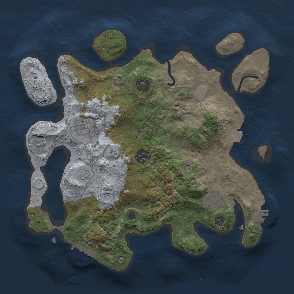 Rust Map: Procedural Map, Size: 3000, Seed: 1692223810, 12 Monuments