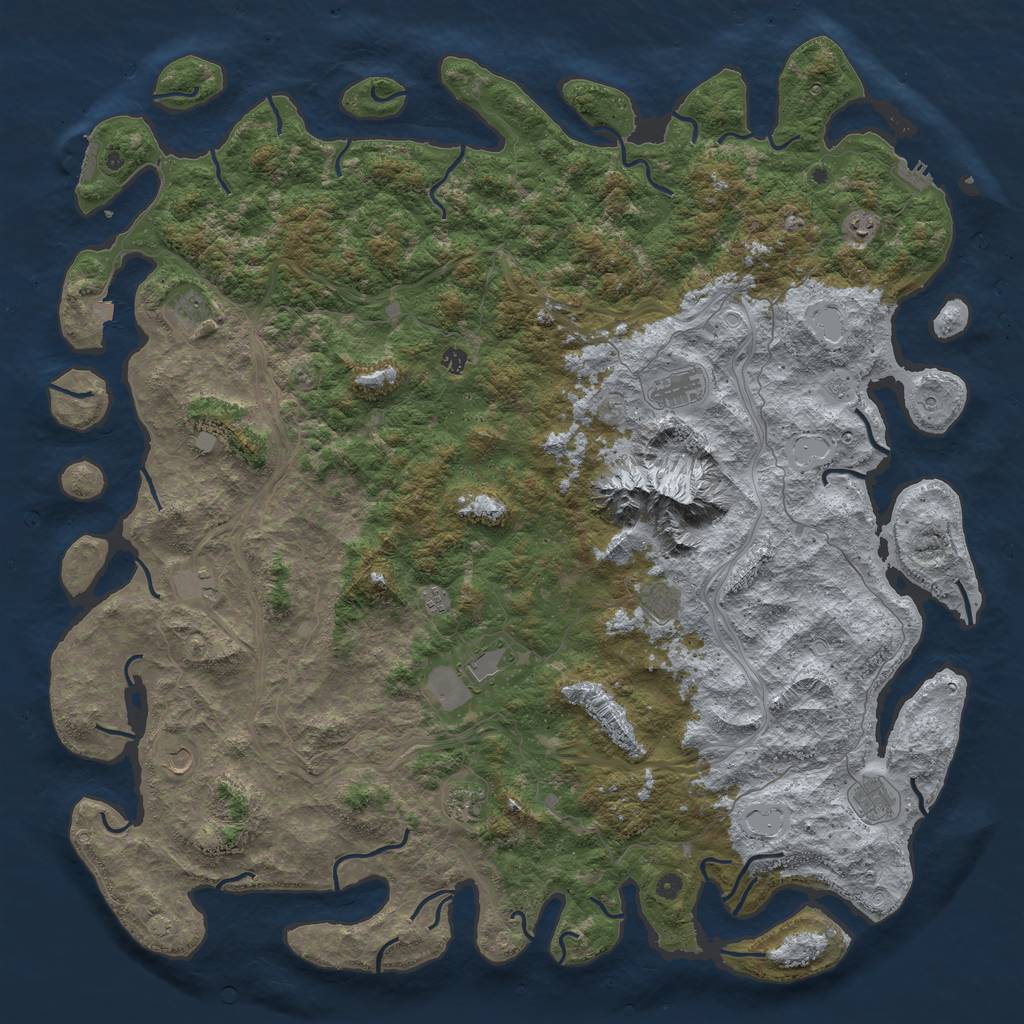 Rust Map: Procedural Map, Size: 6000, Seed: 2408, 19 Monuments