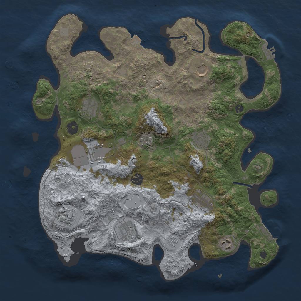 Rust Map: Procedural Map, Size: 3700, Seed: 2126463807, 18 Monuments