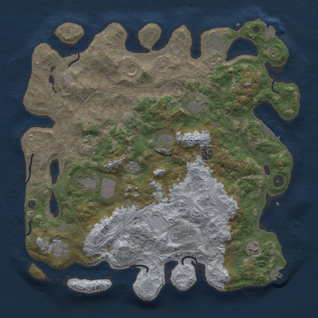 Rust Map: Procedural Map, Size: 4250, Seed: 1813277622, 19 Monuments