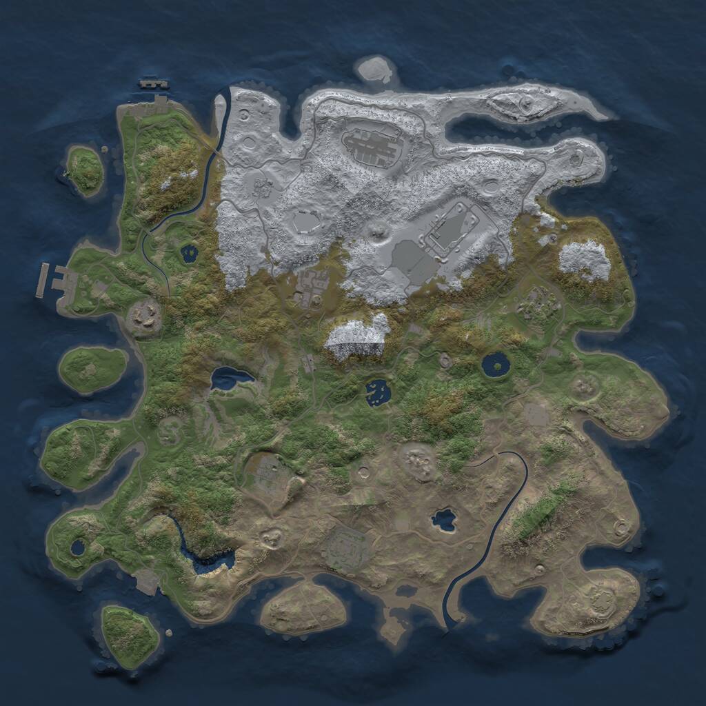 Rust Map: Procedural Map, Size: 4000, Seed: 751387687, 14 Monuments
