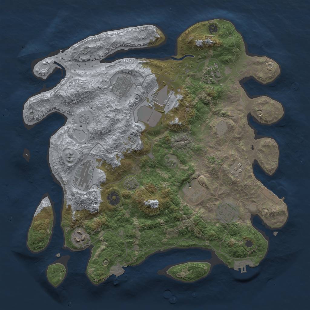 Rust Map: Procedural Map, Size: 3500, Seed: 1759905185, 16 Monuments