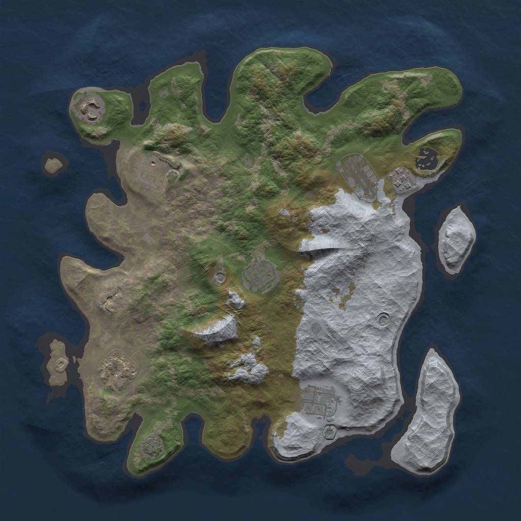 Rust Map: Barren, Size: 3400, Seed: 10505282, 12 Monuments