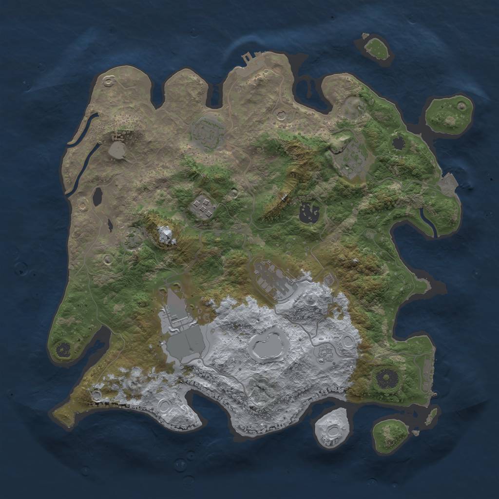 Rust Map: Procedural Map, Size: 3500, Seed: 2101650460, 14 Monuments