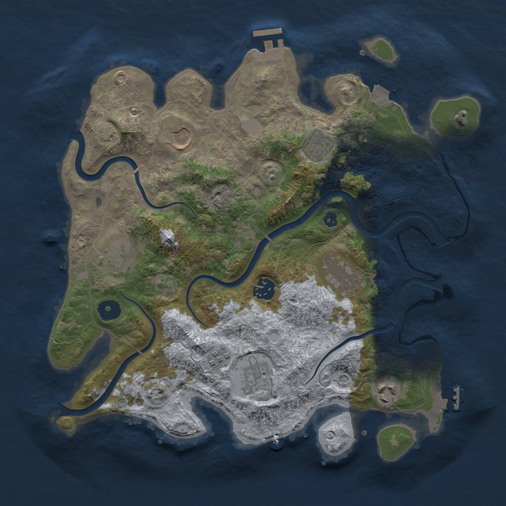 Rust Map: Procedural Map, Size: 3500, Seed: 2101650460, 13 Monuments