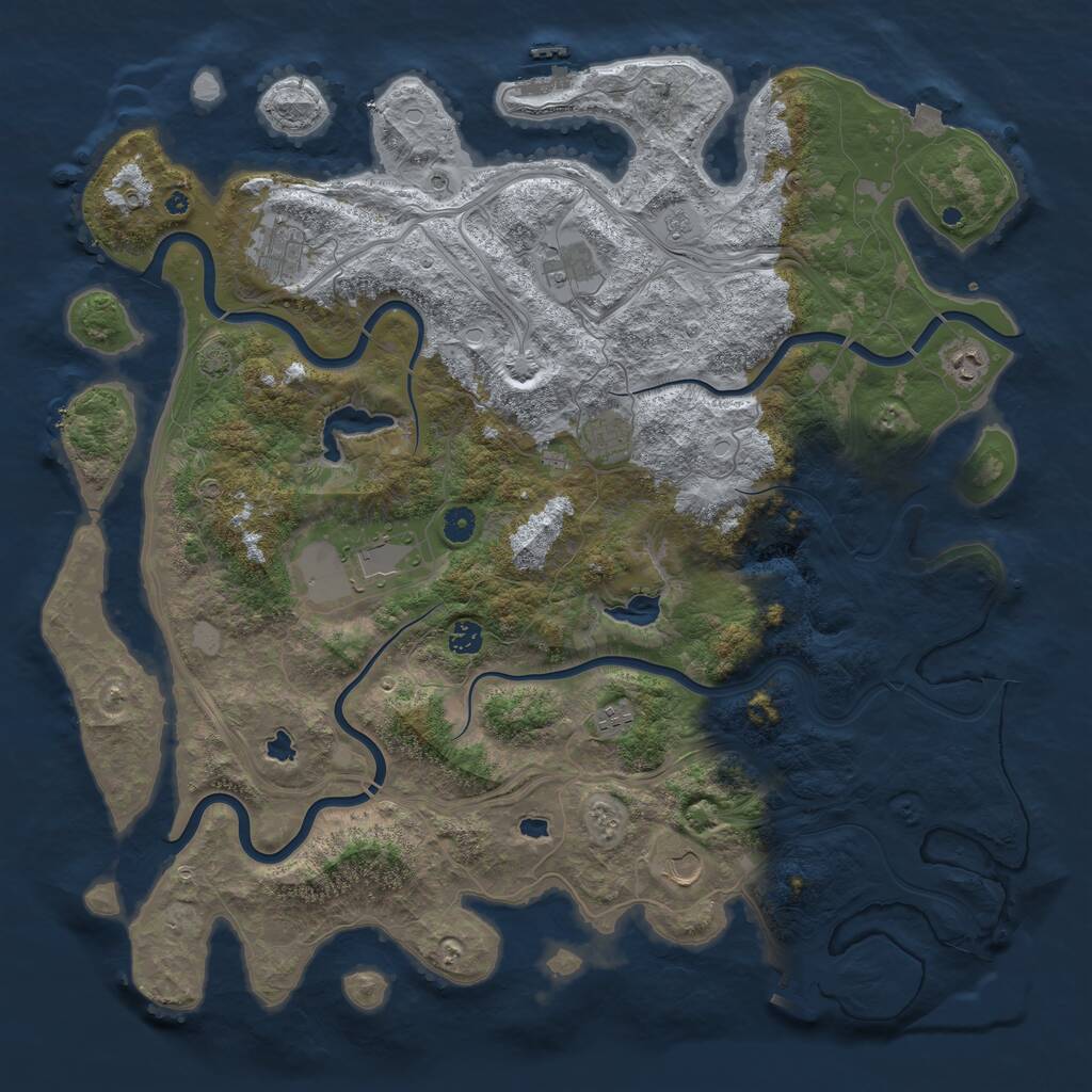 Rust Map: Procedural Map, Size: 4800, Seed: 164321465, 14 Monuments