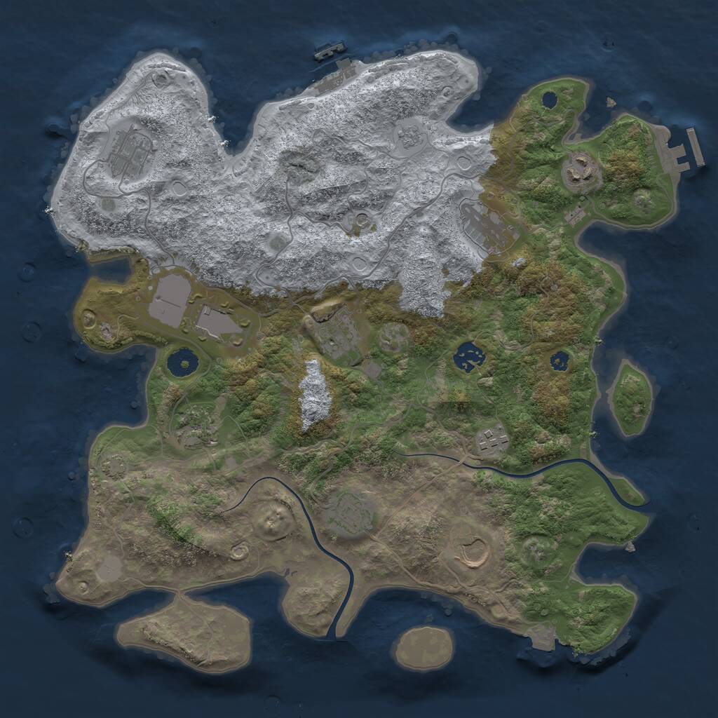 Rust Map: Procedural Map, Size: 3700, Seed: 277114245, 16 Monuments