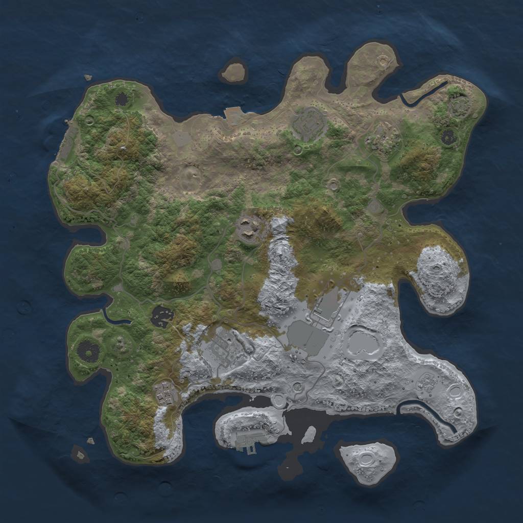 Rust Map: Procedural Map, Size: 3550, Seed: 12252215, 15 Monuments