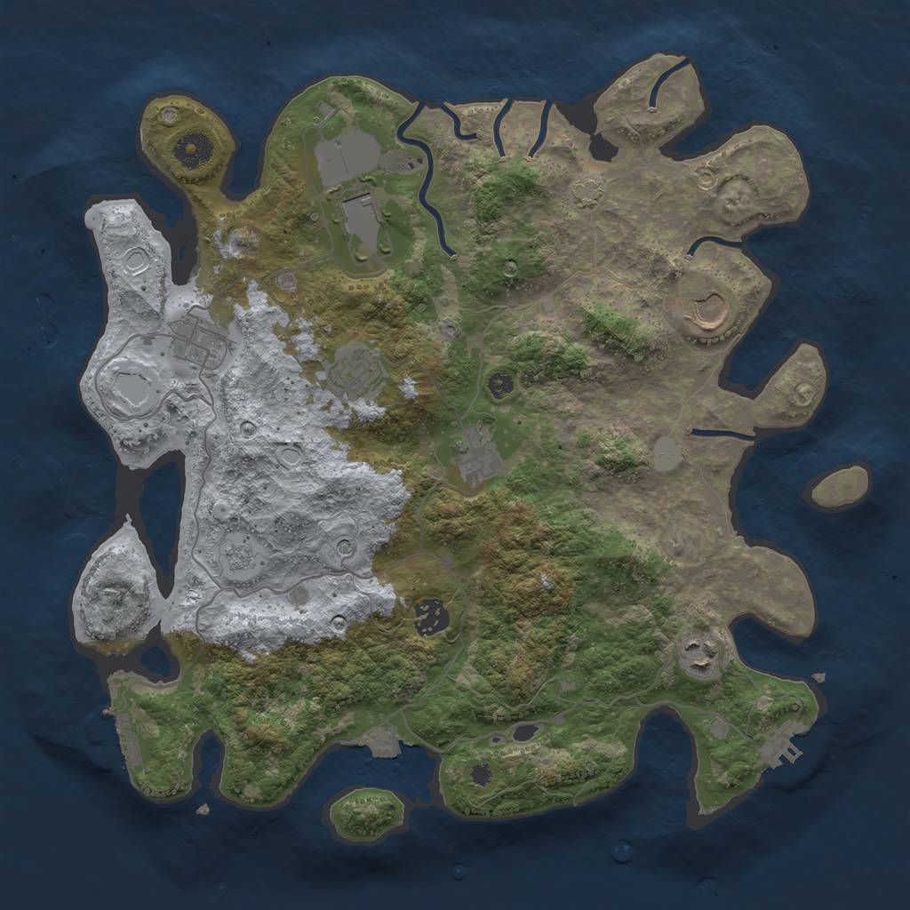 Rust Map: Procedural Map, Size: 3700, Seed: 1224448303, 15 Monuments