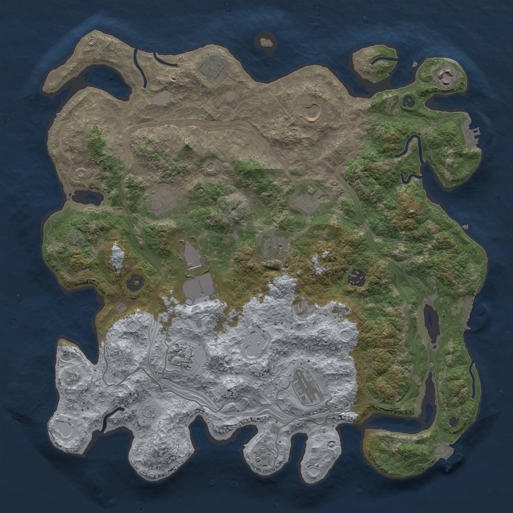 Rust Map: Procedural Map, Size: 4300, Seed: 94582666, 19 Monuments