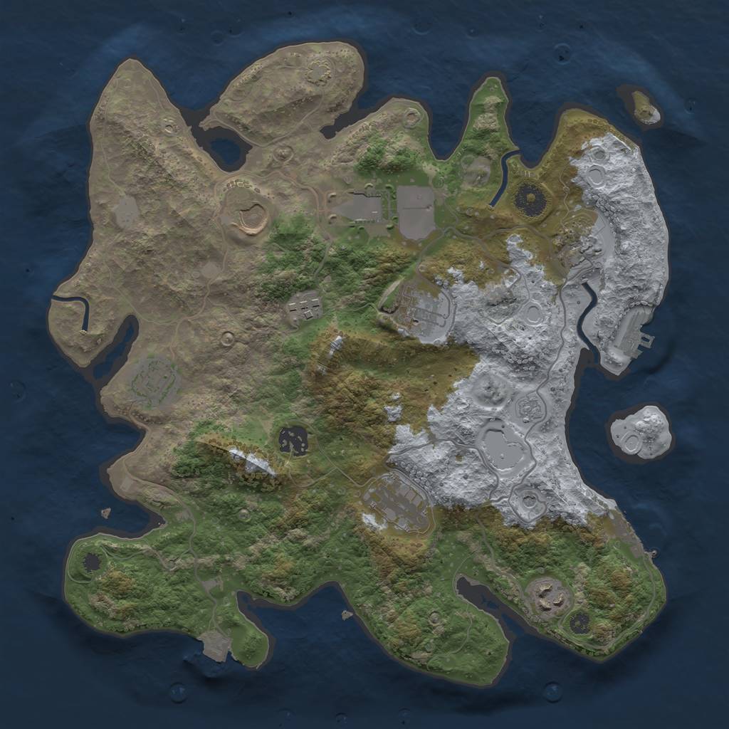 Rust Map: Procedural Map, Size: 3500, Seed: 333697921, 17 Monuments